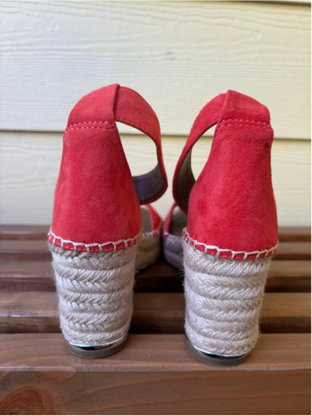 Franco Sarto Clemens Espadrille Wedge Sandals Cherry Red Suede Size 6M